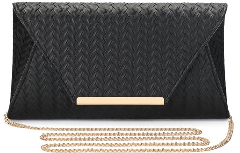 BAIGIO kuvertväska dam PU-läder aftonväska elegant handväska svart brudväska kedjeväska för bröllop dam väska liten axelväska crossbody bag, #2-svart, Klein bis mittelgroß