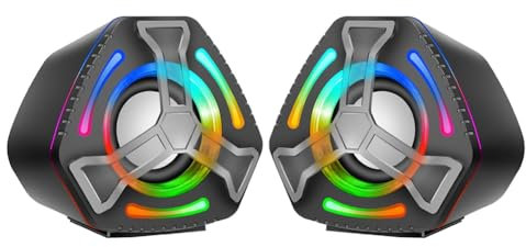 TsoLay Altoparlante per Computer con USB Altoparlante Multimediale per Computer Subwoofer con Effetto di Illuminazione Colorata RGB Altoparlante da Gioco per Desktop