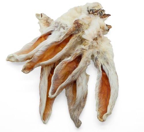 Getrocknete Kaninchenohren mit Fell, 2,5kg, Hasenohren für Hunde, 100% natürliches Leckerli, Barf Hundesnacks, Kauartikel Hund, Rabbit Ears von Wuffsnacks