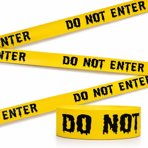 CARGEN Halloween-dekorationer 'Hazard Do NOT Enter' tejp 25 m – icke-självhäftande dörrdekorationer varning barriärband, brottsplats rekvisita utomhus inomhus halloween festdekor tillbehör