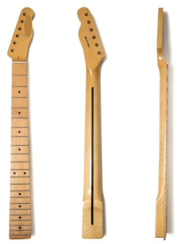 Premium Maple Guitar Neck – Compatible with Fender Telecaster Style Electric Guitars, 22 Medium Jumbo Frets, 14 Radius, Canadian Maple, High Gloss Finish, 10mm Tuner Holes, Direct Fit Replacement