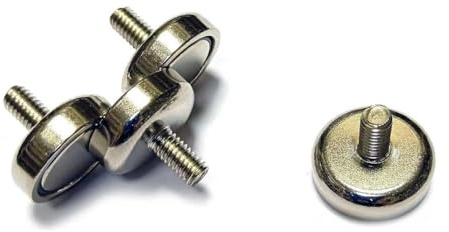 Soporte Magnético Alizones C16 con Rosca para Tuerca M6 | Con Arandela y Tuerca, Fuerza de Sujeción 4 kg - Paquete de 20 Unidades