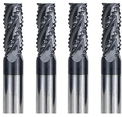 Fresa de desbaste de carburo sólido, fresa CNC de 4 flautas, broca enrutadora for mecanizado de desbaste de Metal 50HRC de 4mm a 12mm(6xD6x25x75L)