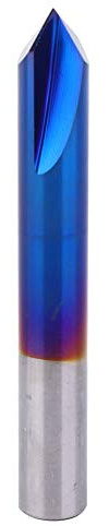90 Degrees Chamfer End Mill, 2 Flute Blue Coating Tungsten Steel Carbide Router Bit, Precision Chamfer Cutter for Milling Machines with 8x60L 10x75L 12x75L Shank Options (8 * 60L)