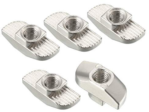 sourcing map Sliding T Slot Nuts, M5 Half Round Roll in T-Nut for 4040 Series Aluminum Extrusion Profile, Carbon Steel Nickel-Plated, Pack of 10