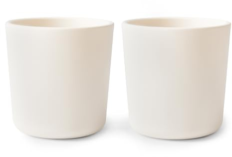 Mushie Dinnerware Cups for Kids | Tableware Cups | 1x Set of 2 | Reuseable | Dishwasher- and Microwave Safe | Easy for Child to Hold | Made in Denmark (Ivory)