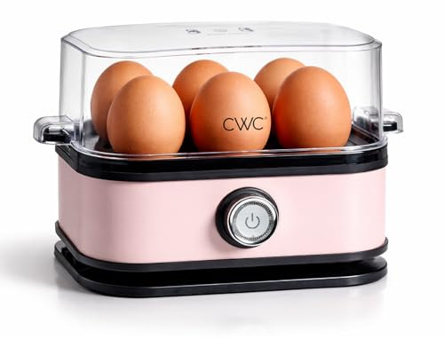 COOK WITH COLOR 6-Egg Capacity Egg Cooker – For Soft, Medium, Or Hard-Boiled Eggs, Rapid Cook Time, Auto Shut-Off & Boil-Dry Protection – Includes Tray, Measuring Cup & Lid – 210W Egg Maker, Pink