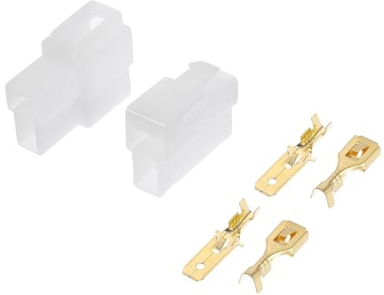 A ABSOPRO Kit Connettore Elettrico per Auto a 2 Pin Impermeabile Serie 6.3 Maschio Femmina Terminali Cavo Alloggiamento Plastica Rame Bianco