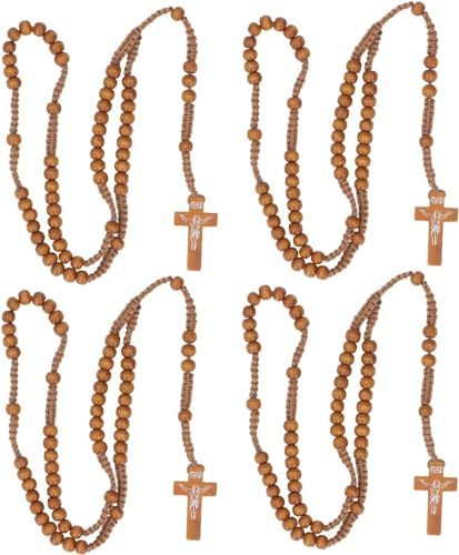 RDAHSUEHH Lot de 10 chapelets en bois naturel sans pierre précieuse pour homme et femme, Bois