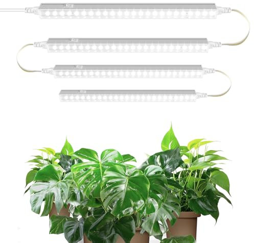 Barrina T5 1FT Grow Lights for Indoor Plants, 5000K Full Spectrum Sunlight, Linkable Plant Growing Lamp, LED Grow Light Strip with Switch, Plug and Play, 4 Packs
