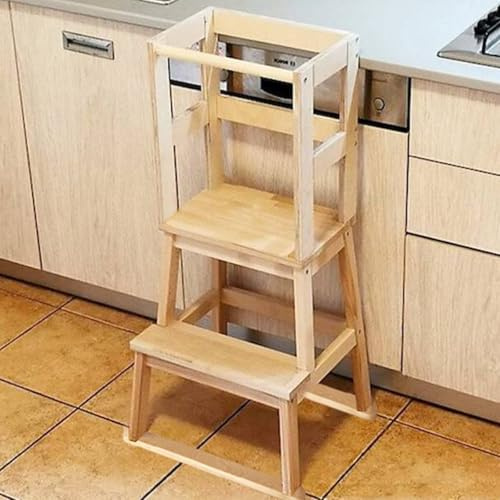 Gr8 Home Wooden Childrens Kids Toddler Nursery Learning Step Stool Stairs Ladder Stand Kitchen Helper Tower Furniture