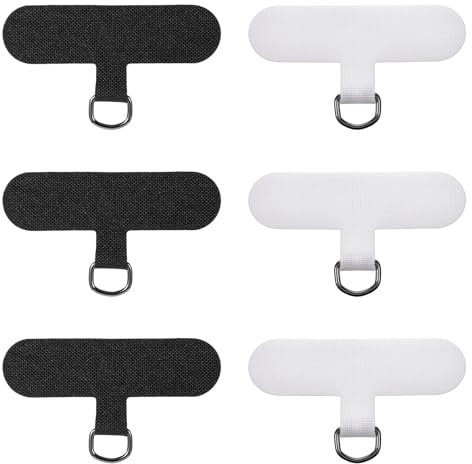 6 Stück Handykette Universal Pads,Handykette Halterung,Multifunktional Handy Lanyard Patch Phone Tether Tab Telefon Halteband Patch Universale Handykettes TelefonPatch für Meisten Phones-Schwarz/Weiß