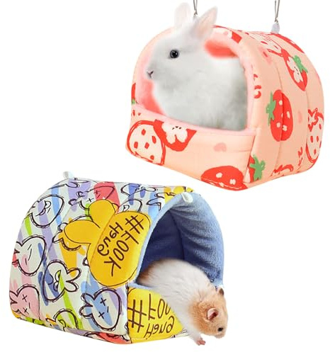 UJBVCX 2 Pezzi Cuccia per Criceto, Lettino per Piccoli Animali, Casetta per Porcellini D'India Conigli Criceti Riccio Nido invernale, 18 * 19CM (2)