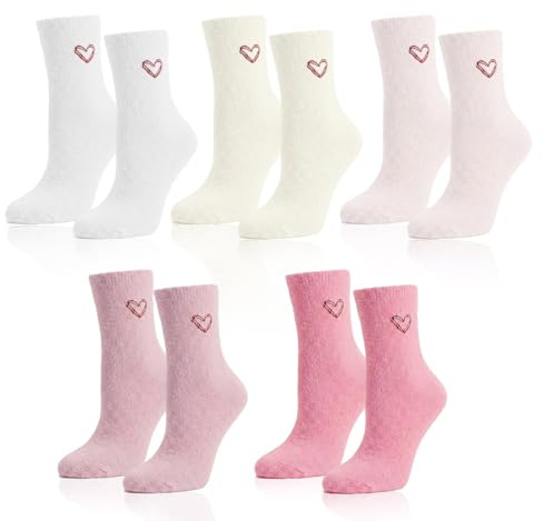 GYIOFAI 5 Paires Chaussettes Pantoufles Moelleuses Pour Femmes Thermiques Douillettes Chaude Chaussette Hiver Douces et Chaudes