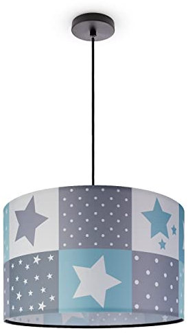 Paco Home Kinder Pendelleuchte Kinderzimmer Stoffschirm Rund Pendellampe Bunt Baby E27 Regenbogen