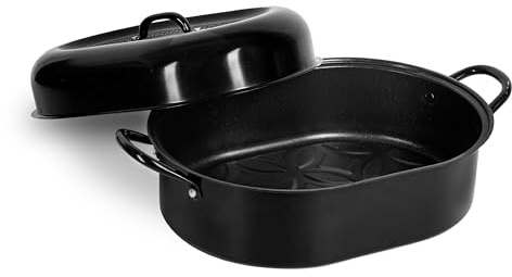 Granitestone 16 Inch Large Roasting Pan with Lid - Ultra Nonstick Roaster Oven with Grooved Bottom for Basting, Whole Turkey Roasting Pan for Oven Serves 1- 5, Dishwasher Safe, 100% PFOA Free