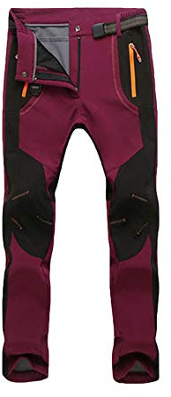 Minetom Homme Femme Softshell Doublé Polaire Coupe-Vent Imperméable Outdoor Sport Pantalon Escalade Camping Randonnée Trekking Hiver Chaud Pants A Femme Rouge Épaissir XS