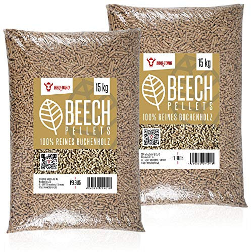 BBQ-Toro Grillpellets Buche aus 100% Buchenholz | 30 kg | Buchenpellets für Grill, Smoker, Pellet-Pizzaofen und Heizungsanlagen | Grillpellets Smoker, Holzpellets Smoker, Pellets zum Heizen