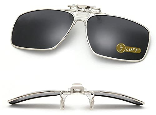 LUFF Polarisierte Sonnenbrille mit Clip-on Sonnenbrille für Herren/Damen mit Flip-Up polarisierte Sonnenbrille passt über Brillen/Leser/Outdoor Sports Dark black