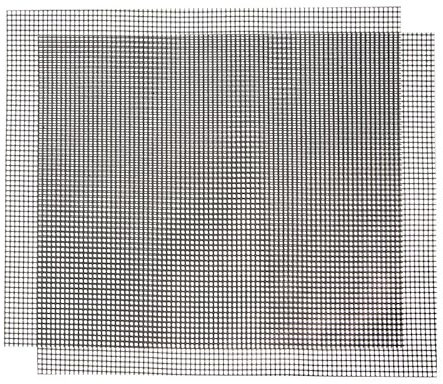 VIRSUS 2 Tappetini per Barbecue Antiaderente riutilizzabili 1582, di Colore Nero, Misura 36x42 cm, Griglia a Rete Grill Mesh per griglia elettrica a Gas e Carbone per Grigliare Carne, Pesce, Verdure