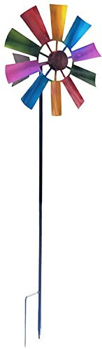 LOVIVER Girandola cinetica da 28 Pollici con Giardino in Metallo, girandola Decorativa da Giardino Ornamento Mulino per Cortile Prato Cortile, Colorato