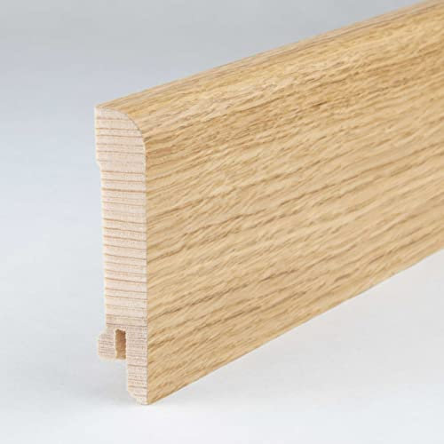 PROVISTON | Sockelleisten | Abgerundetes Profil | 15 x 70 x 2500 mm | Echtholzfurnier | Eiche | Moderne Fußleiste | 1 Stück
