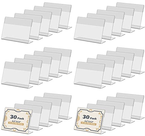 SIYOMG 30 Pièces Porte Étiquettes de Prix 8,9 x 6,3 cm Acrylique Transparent Étiquettes de Prix Supports d'Étiquettes, Mini Nom Carte Porte Étiquette pour Supermarché Magasin Détail Bureau