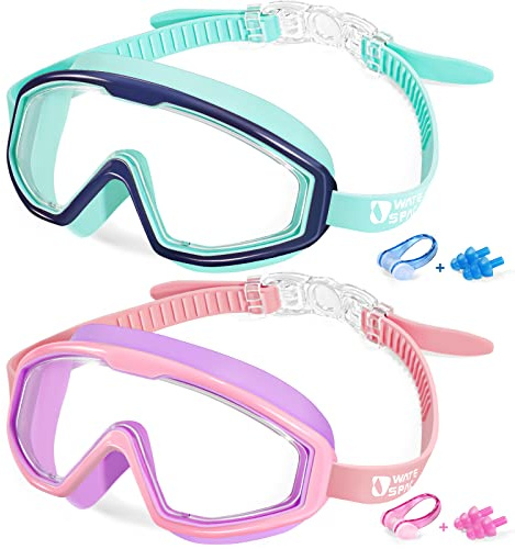 Water Space Kids Swimming Goggles, 2 Pack Swim Goggles for Kids 3-6 6-14 Children Girls Boys Toddler Junior Age 3 4 5 6 7 8 9 10 11 12 13 14 15 Years Old