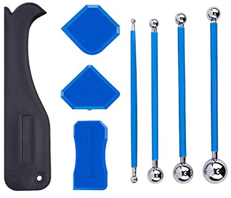 Lisseurs à Joints en Silicone, Calfeutrage Outil de Scellage, Boule En MéTal Outil D'étanchéIté, 4PC Lisseur Joints Kit, 4PC Extracteurs à Billes Métalliques, Finition de Joints Silicone, Butyeak