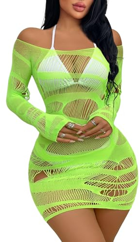 Buitifo Kvinnor Sexig Underkläder Klänning Ett stycke Babydoll Fishnet Chemise Nattkläder