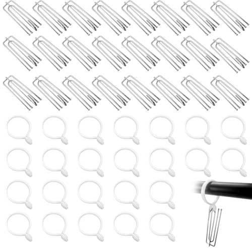 24 Pz Ganci per Tende a 4 Punte, Ganci Tende in Acciaio Inox, Gancio da Tenda in Metallo con Pieghe Profonde Pesanti con 4 Denti per Finestra, Rende Plissettate, Porte da Doccia