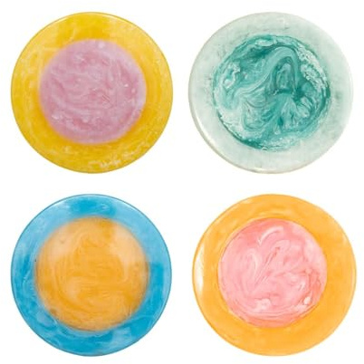 Folkulture Coasters Set of 4 | 4 Round Resin Drink Coasters for Coffee Table Decor |Best Boho Décor, Modern, Non-Slip & Waterproof | Perfect for Cups, Wine Glasses, Bar, Party, or Housewarming Gift