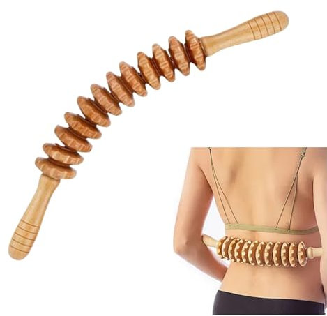 Faszienroll Holz Massageroller mit Griff,Muskelentspannende Massagestange aus Holz für Rücken/Bauch/Schulter – ohne Grate,Muskelentspannung/Körperformung/Gua Sha Massage/Anti Cellulite/Buche
