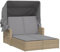 Emmtore Doppel Sonnenliege, Sonnenbett mit ausziehbarem Sonnendach, Doppelliege mit Verstellbarer Rückenlehne, Gartenmöbel Gartenliege,Poly Rattan,Mischung aus Beige
