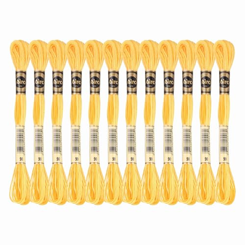 PATIKIL 12 Madejas De Hilo De Bordar, Hilos De Bordar De Poliéster Para Pulseras De Hilo Para Bordado A Mano Y Punto De Cruz, Amarillo