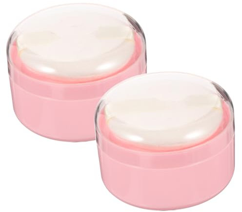 PACKOVE Borla Para Polvos Corporales y Contenedor, 2 Piezas, Tamaño Compacto, Aplicador Para Polvos Sueltos, Para Bebés y Niños, Uso Viajes y Hogar, Color Rosa