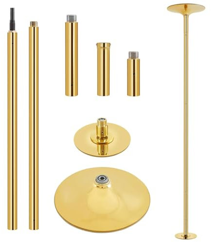 Poledance-StåNg, BäRbar Professionell DansståNg, 45 mm FöRkromad StåLsnurrståNg och Avtagbar Statisk StåNg, föR Hemmet och Studion(Gold)