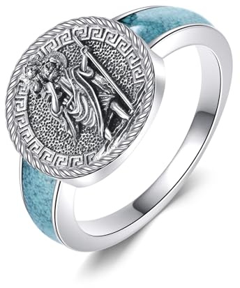 URONE ring of Heliga Christophorus 925 sterling silver sigillring med ärängeln Christophorus religiösa smycken gåva för kvinnor och män #9