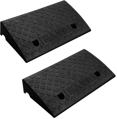 GREENSAPPIRE 2PCS Kerb Ramp 50x27x9cm Wheelchair Ramp Slope Non-Slip Step Ramp for Car Caravan Trailer Wheelchair Disabled Acces
