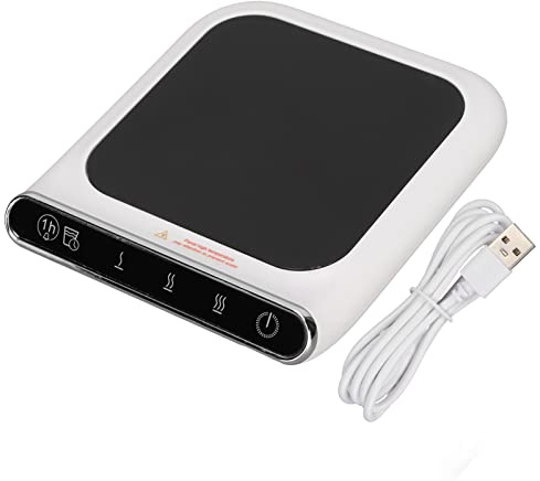 POENVFPO USB-koppvärmare med 3 Temperaturinställningar, 55℃ Konstant Temperaturmugg Värmebas för Skrivbord