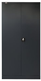 Jet-Line Aktenschrank 185 x 45 x 90 cm Omsk Stahlschrank Anthrazit Universalschrank Metallschrank Büroschrank Flügeltürenschrank abschließbar Garderobenschrank Werkzeugschrank Garderobe
