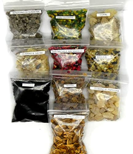 CRIGEMA - Set di 100g di incenso in grani puri, mix di Resine Naturali 10x10g