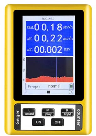 Contador Geiger, Detector de radiación nuclear, Radiación electromagnética de mano Detector de radiación nuclear Probador de funciones completas para inspecciones EMF en el hogar, oficina, exteri