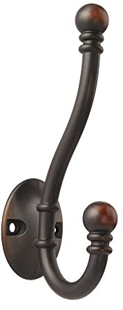 HASWARE Paquete de 6 ganchos para batas de doble punta, perchas dobles grandes con 12 tornillos, resistentes para montar en la pared, para el hogar, la cocina y el baño(Bronce frotado con 0il)