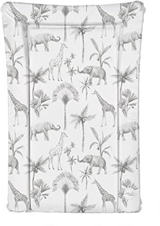 Ceba Deluxe Unisex Baby Waterproof Changing Mat with Raised Edges Monochrome Safari Animals,White,125863
