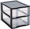 SUNDIS Tag Tower, schubladenbox aus Kunststoff, Schwarz, 2 transparente Schubladen für A4-Papier, Höhe 25,5 cm, stapelbar, ideal für Schreibtisch, Unterricht, Dokumente, Zubehör