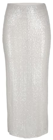 JJXX Jxmia - Falda de Lentejuelas para Mujer (1 Unidad), Plata, XS