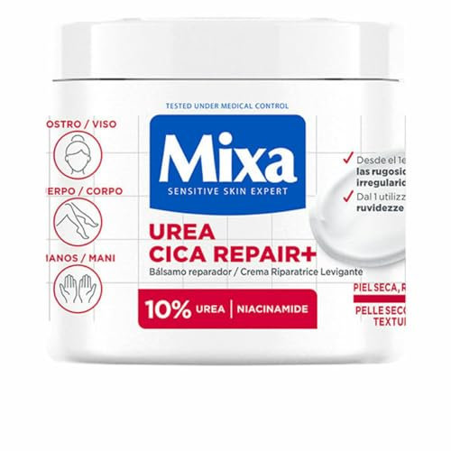 Mixa Crema Corpo Rigenerante, Per Pelle Secca e Ruvida, Pelle Idratata e Lenita per 48H, Barriera Cutanea Riparata e Protetta, Con il 10% di Urea e Niacinamide, Urea Cica Repair +, 400 ml