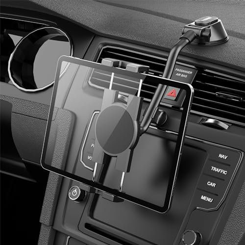 Tablet-Halter für Auto, Dashboard Ipad Halter Schwanenhals Windschutzscheibe Starke Saugnapfhalterung für 4,5-12,9“ Tablets Telefone, iPad Pro, Galaxy Tab, iPhone 15 14 Galaxy S25 S24 Z Fold 5 4