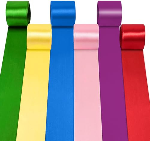 6 Rolls Satin Ribbon, 10m Wide Fabric Ribbons for Wedding DIY(6 Colors) | 50mm Fabric Ribbons Large Silk Satin, Wide Satin Ribbon Rolls, Gift Wrapping Fabric Ribbon, Double Sided Ribbon